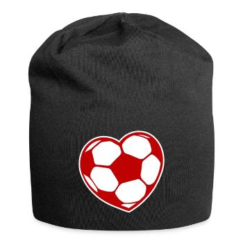 Ich Liebe Fussball Fussballfan Fussballer Herz - Jersey-Beanie - Schwarz - Vorne