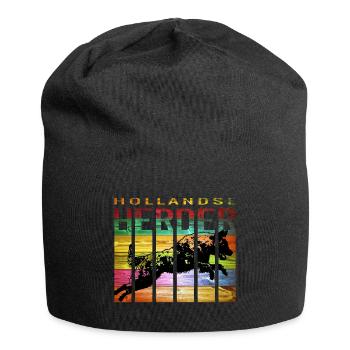Hollandse Herder Rauhaar - Jersey-Beanie - Schwarz - Vorne