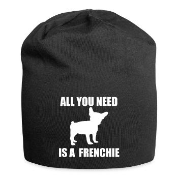 French Bulldog - Jersey-Beanie - Schwarz - Vorne