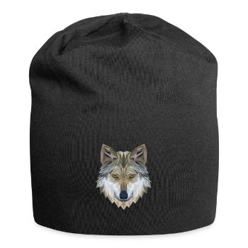 Wolf Face Polygon 3D - Jersey-Beanie - Schwarz - Vorne