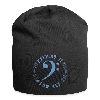 Bassschlüssel Blau - Vintage Musical Symbol - Jersey-Beanie - Schwarz - Vorne