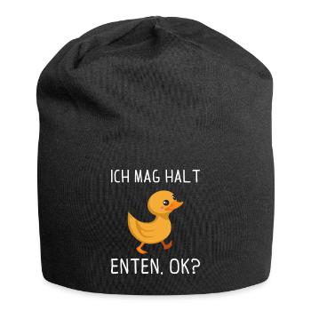 Ich mag halt Enten ok Geschenk - Jersey-Beanie - Schwarz - Vorne