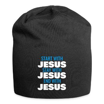 COMMENCEZ AVEC JÉSUS RESTEZ AVEC JÉSUS FIN AVEC JÉSUS - Bonnet en jersey - noir - Devant