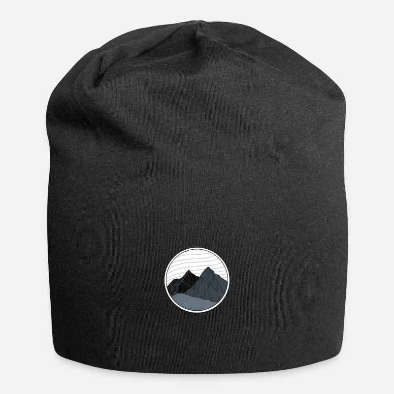 Paysage de montagne dans les tons de gris - Bonnet en jersey - noir