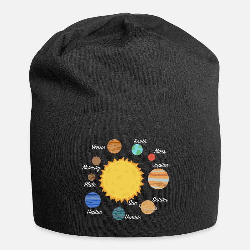 Sonnensystem Planeten Geschenk - Jersey-Beanie - Schwarz