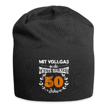 50. Geburtstag - Jersey-Beanie - Schwarz - Vorne