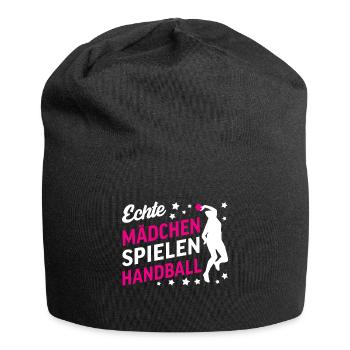 Echte Mädchen Spielen Handball | Handballspielerin - Jersey-Beanie - Schwarz - Vorne