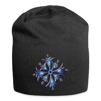 amulette de bleuet stylisée en bleu et or - Bonnet en jersey - noir - Devant