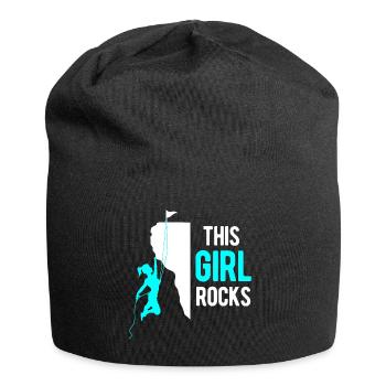 Rocher escalade grimpeur femme cadeau montagnes - Bonnet en jersey - noir - Devant
