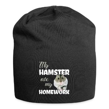 Hamster homework Funny saying - Jersey Beanie - black - Front