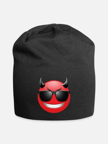 EMOJI Teufel mit Sonnebrille lustiges Design - Jersey-Beanie - Schwarz