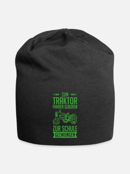 Zum traktor fahren geboren zur schule gezwungen - Jersey-Beanie - Schwarz