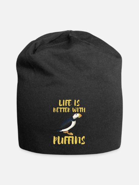 Life is better with Puffins Papageitaucher Puffin - Jersey-Beanie - Schwarz