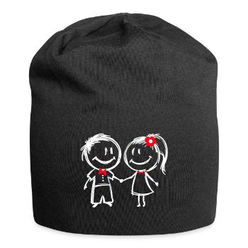 Pärchen Liebe Beziehung Romantik Valentinstag - Jersey-Beanie - Schwarz - Vorne