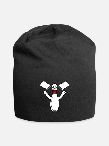 Bowling Pin Kegel mit Fahne - Jersey-Beanie - Schwarz