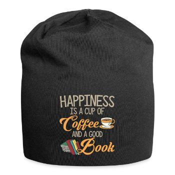 Cooles Bücher Kaffee Shirt - Happiness - Jersey-Beanie - Schwarz - Vorne
