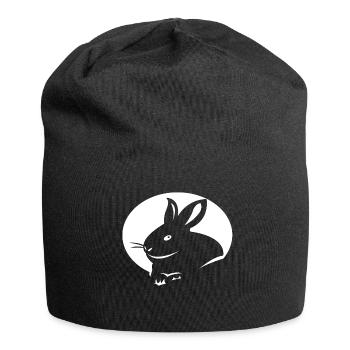 Kaninchen - Jersey-Beanie - Schwarz - Vorne