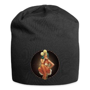 Burlesque Xarah comme pin-up rétro pin up art - Bonnet en jersey - noir - Devant