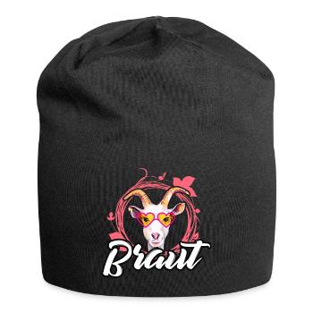 Braut Ziege JGA Junggesellinnenab Zicke Blume Tier - Jersey-Beanie - Schwarz - Vorne