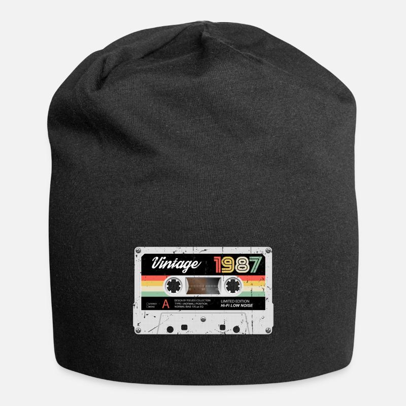Vintage Cassette 1987 Rétro Classique Anniversaire - Bonnet en jersey - noir