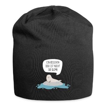 Ein bisschen dick ist nicht so slim! - Robbe - Jersey-Beanie - Schwarz - Vorne
