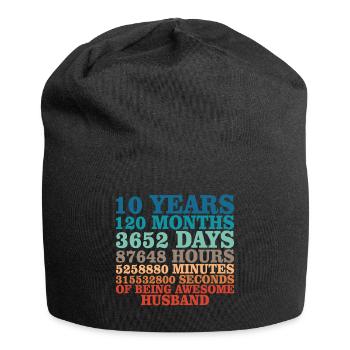 Husband anniversary 10 year couple gift - Jersey Beanie - black - Front