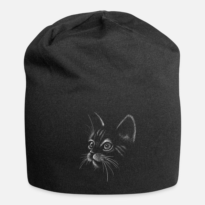 Chat visage de chat amant de chat chat dame - Bonnet en jersey - noir