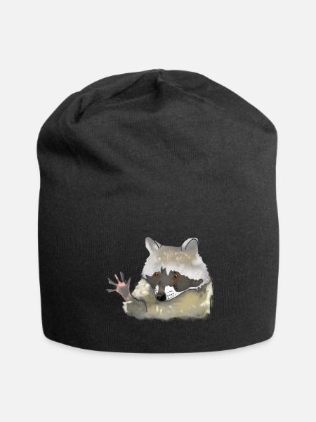 Waschbär - Jersey-Beanie - Schwarz