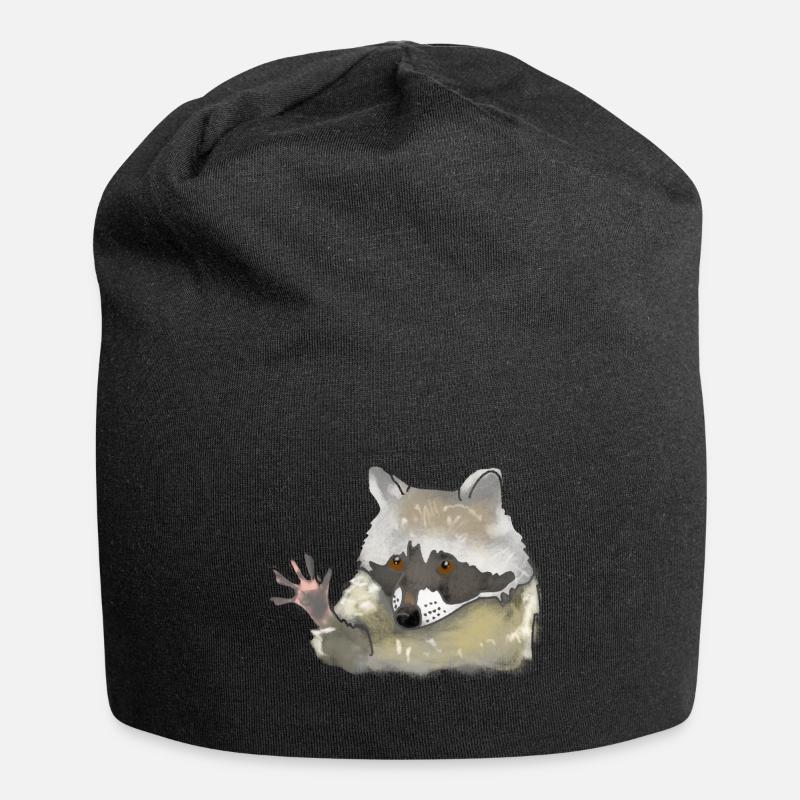 Waschbär - Jersey-Beanie - Schwarz