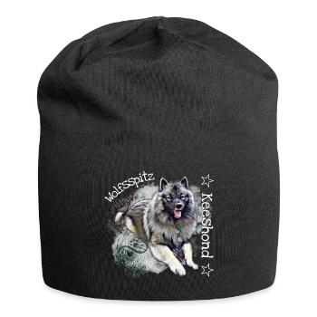 Wolfsspitz Shirt Accessoires - Keeshond Seelenhund - Jersey-Beanie - Schwarz - Vorne