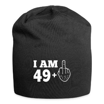 50th birthday 49 + middle finger 50 years t-shirt - Jersey Beanie - black - Front