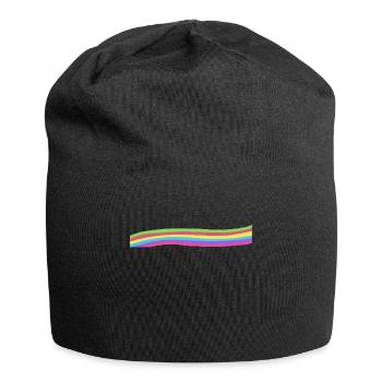 Rainbow colors wave decoration gift your text - Jersey Beanie - black - Front