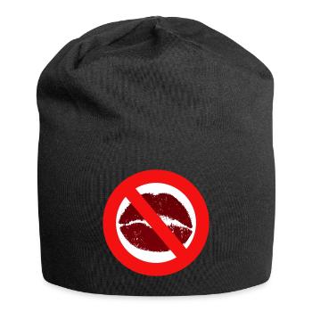 Baisers interdit baiser bouche lèvres baiser interdiction distance - Bonnet en jersey - noir - Devant