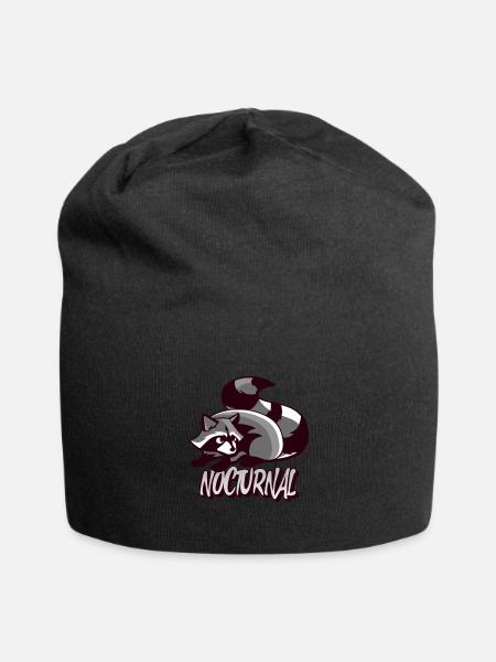 Waschbär Nächtliches Tiergeschenk - Jersey-Beanie - Schwarz