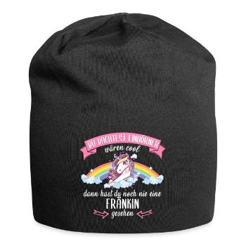 Franken Franke Fränkin Fränkisch Einhorn Spruch - Jersey-Beanie - Schwarz - Vorne