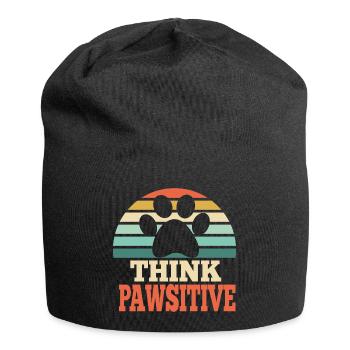 Cadeau d'amoureux des animaux de compagnie Think Pawsitive - Bonnet en jersey - noir - Devant