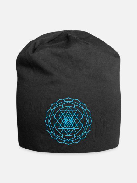 Shri Yantra blue - Jersey-Beanie - Schwarz