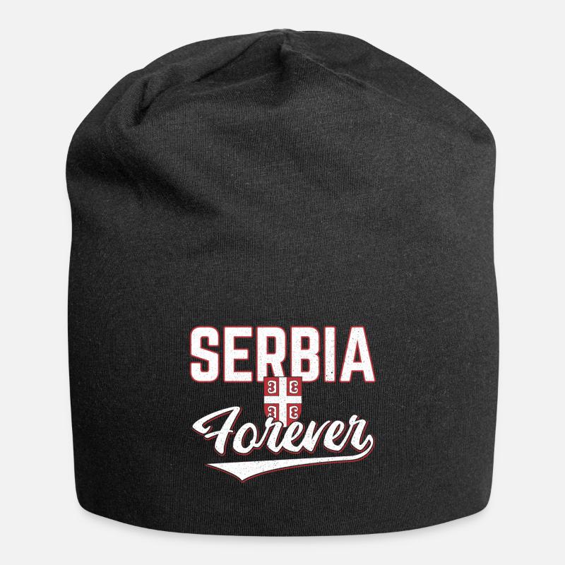Serbien - Jersey-Beanie - Schwarz