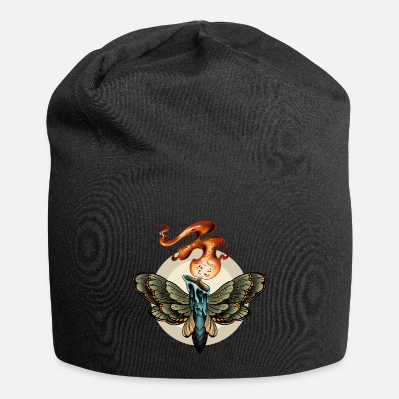 Candlemoth candle moth - candle moth flame fire - Jersey Beanie - black