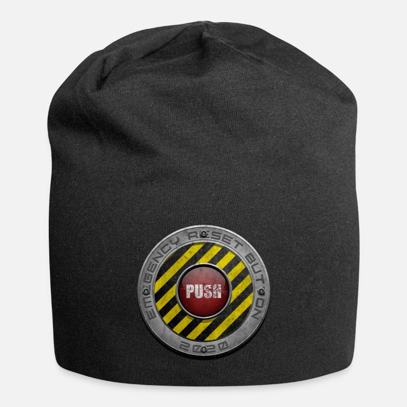 Red Button - Jersey Beanie - black