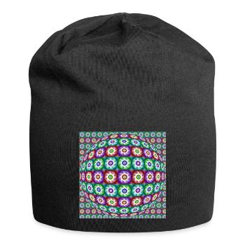 FLEURS FRACTALES OP ART - Bonnet en jersey - noir - Devant