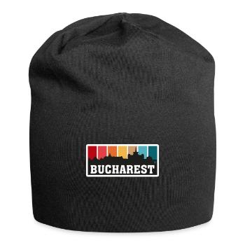 Bukarest Rumänien Travel Souvenir Skyline Landmark - Jersey-Beanie - Schwarz - Vorne