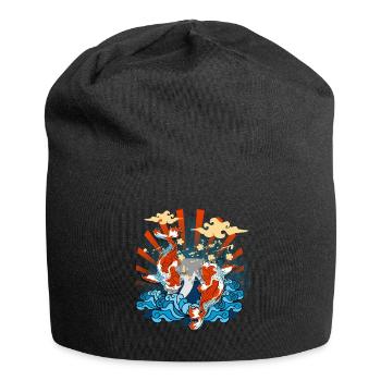 Poisson rouge carpe koi Japon - Bonnet en jersey - noir - Devant