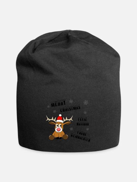 Rentier Weihnachten - Jersey-Beanie - Schwarz
