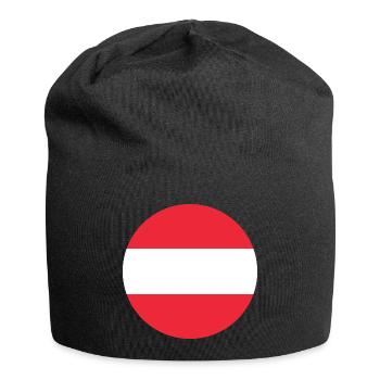 runde Sticker Flagge von Österreich Oesterreich Autriche - Jersey-Beanie - Schwarz - Vorne
