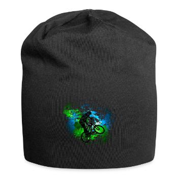 BMX Fahrradfahrt Farbfleck Deko Geschenk - Jersey-Beanie - Schwarz - Vorne
