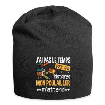 Poulailler poule volaille poussin. Cadeau ferme - Bonnet en jersey - noir - Devant