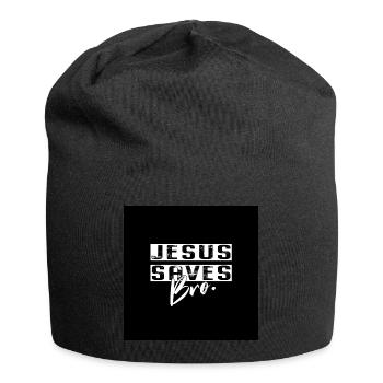 Jesus Saves Bro Face Mask Contrast Mask Christ - Jersey Beanie - black - Front