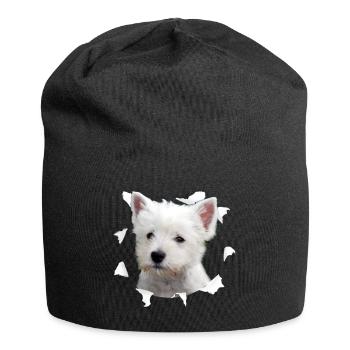 Westie Tshirt - Westie Hund Shirt - Jersey-Beanie - Schwarz - Vorne