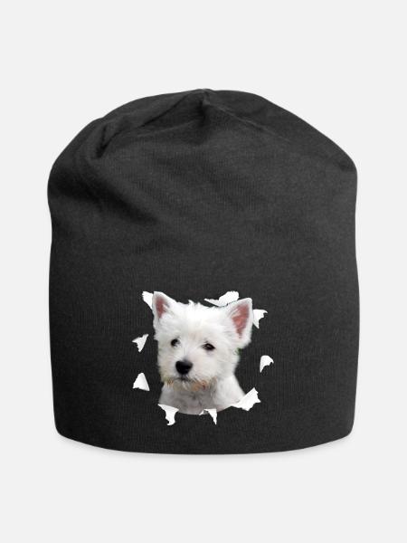 Westie Tshirt - Westie Dog Shirt - Jersey Beanie - black